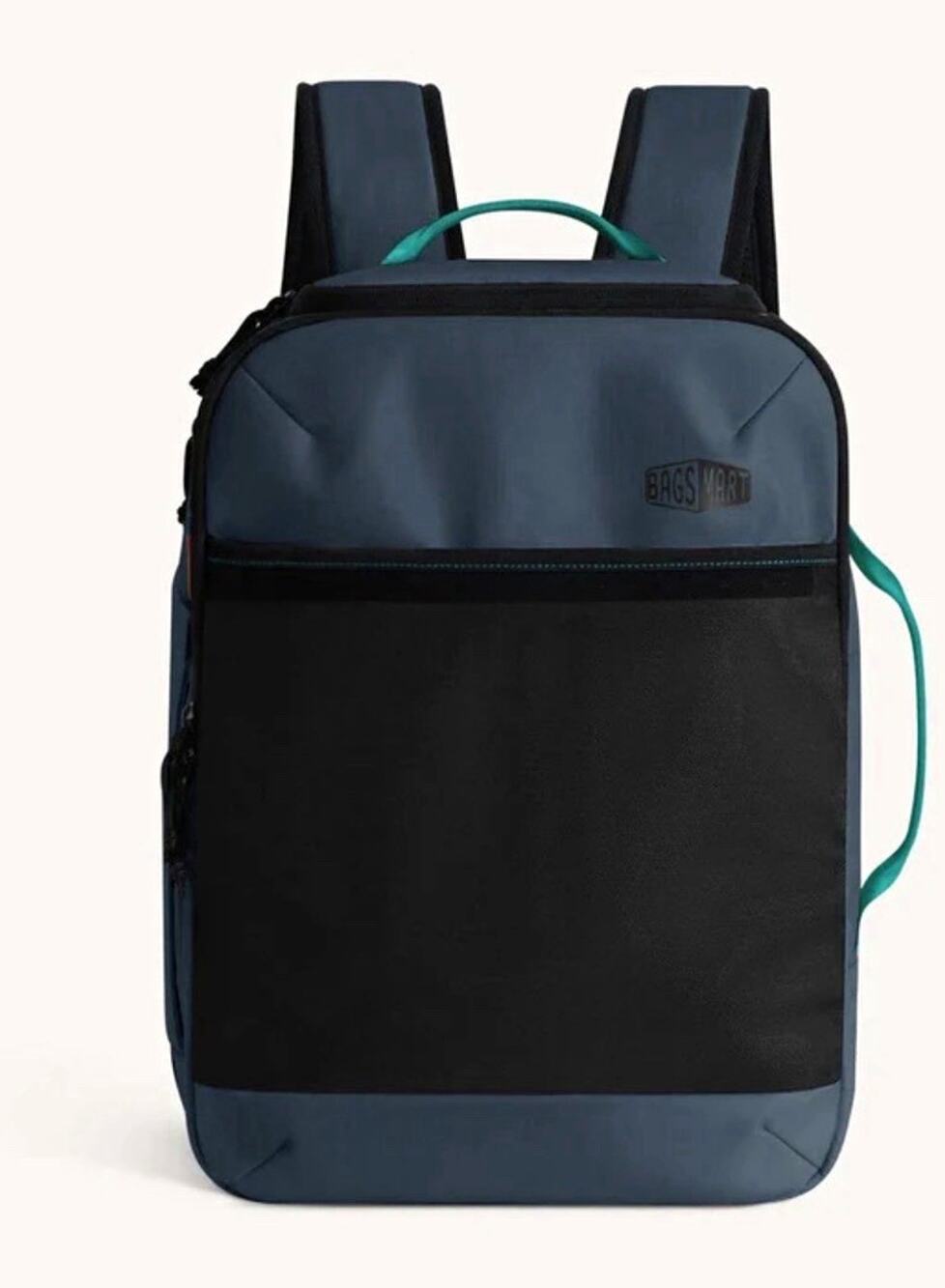 BAGSMART 15.6" Polyester Laptop Backpack RFID Lockable Zipper Blue/Black/Teal